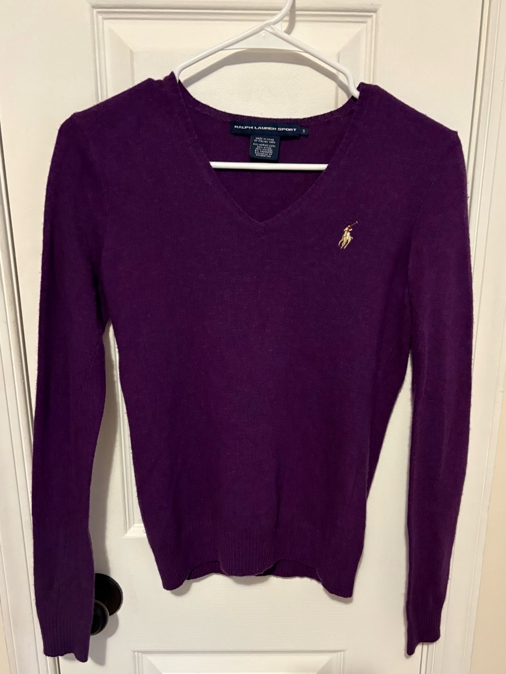 Ralph Lauren Merino Wool & Cashmere Blend Knit V-Neck Cotton Sweater